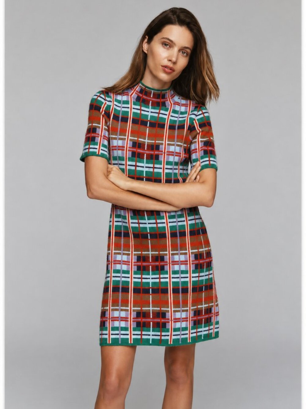 NEW Short-Sleeve Mock-Neck Mod Sweater Mini Dress